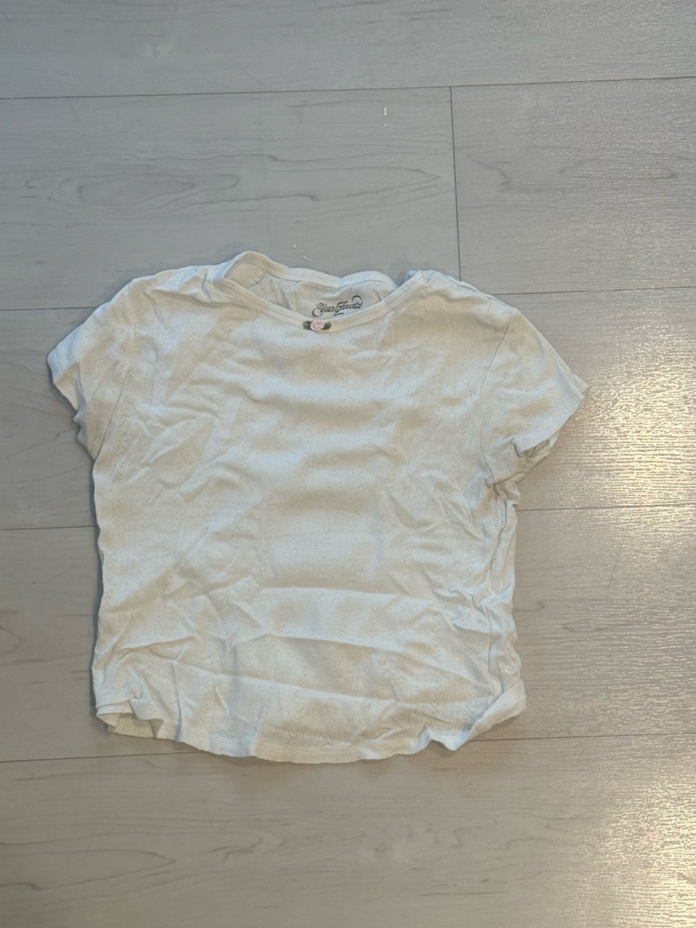PacSun White Cropped Short Sleeve Ribbed Top